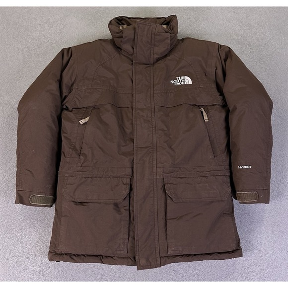 North Face Jacket Youth Medium Brown Hyvent Goose Down Puffer Heavyweight Coat - Picture 1 of 15